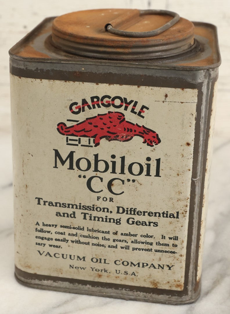 Lot 010 - Vintage Gargoyle Mobiloil "Cc" Transmission, Differential, And Timing Gears Grease Lubricant, Vacuum Oil Company, New York, U.S.A., Sealed With Contents, Heavy