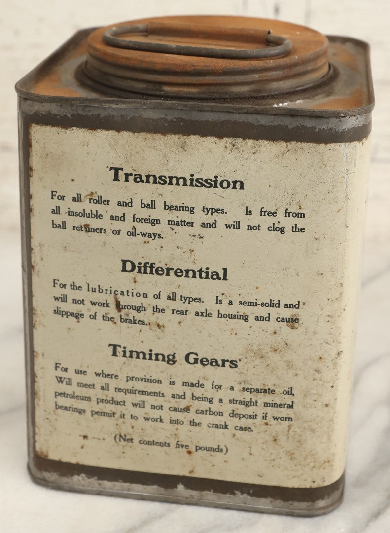 Lot 010 - Vintage Gargoyle Mobiloil "Cc" Transmission, Differential, And Timing Gears Grease Lubricant, Vacuum Oil Company, New York, U.S.A., Sealed With Contents, Heavy
