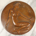 Lot 011 - Vintage Art Deco Bronzed Cast Metal Wall Plaque Of Nude Woman, Marked Mcclelland Barclay, Circa 1930s