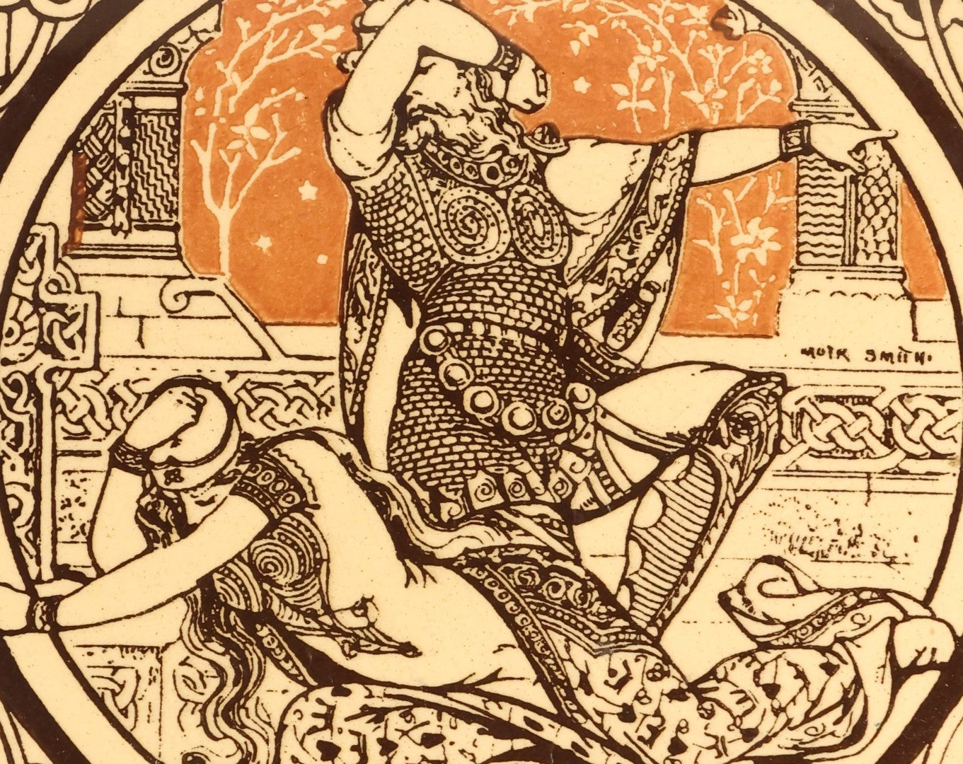 Lot 013 - Antique Decorative Fireplace Tile Manufactured By Minton's China Works, Circa 1875, Depicting Guenevere, Wife Of King Arthur, Designed By John Moyr Smith (1839-1912)