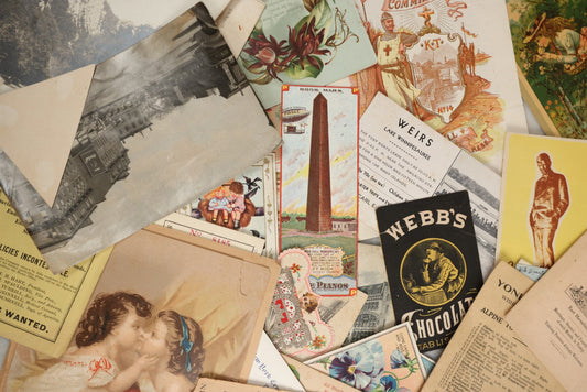 Lot 164 - Grouping Of 35+ Pieces Of Various Ephemera And Advertising, Including Trade Cards, Weirs Beach New Hampshire Blotter, Cunard White Star Line Pamphlet, Haverhill, Massachusetts Knights Templar Pamphlet, Yonker's Ferry Schedule, Etc