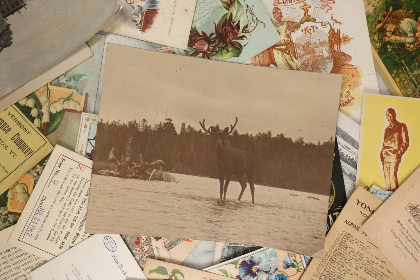 Lot 164 - Grouping Of 35+ Pieces Of Various Ephemera And Advertising, Including Trade Cards, Weirs Beach New Hampshire Blotter, Cunard White Star Line Pamphlet, Haverhill, Massachusetts Knights Templar Pamphlet, Yonker's Ferry Schedule, Etc