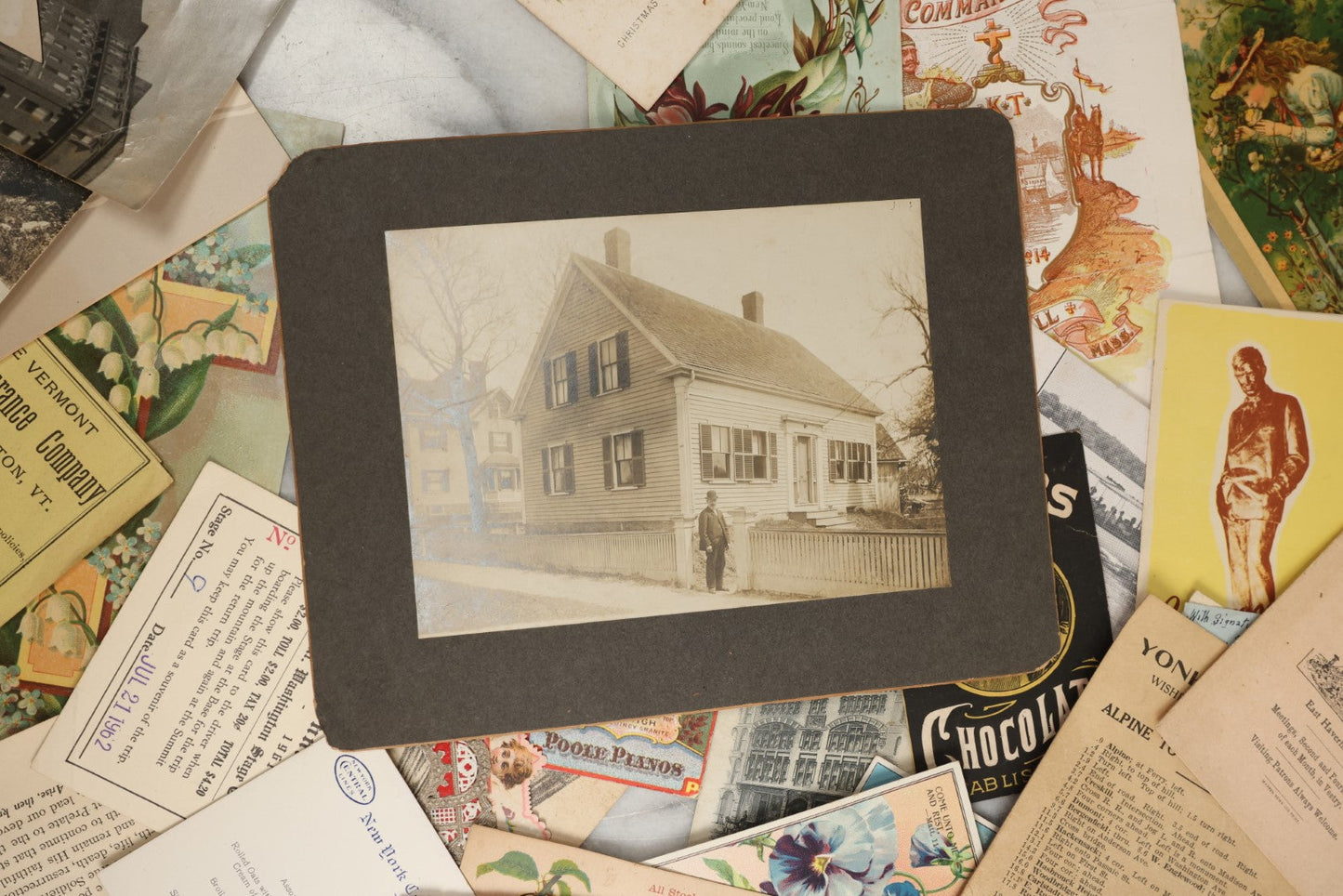 Lot 164 - Grouping Of 35+ Pieces Of Various Ephemera And Advertising, Including Trade Cards, Weirs Beach New Hampshire Blotter, Cunard White Star Line Pamphlet, Haverhill, Massachusetts Knights Templar Pamphlet, Yonker's Ferry Schedule, Etc
