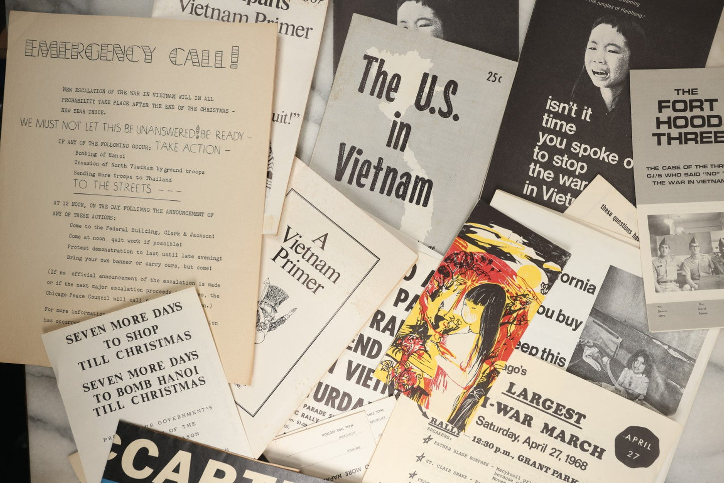 Lot 177 - Grouping Of 25+ Pieces Of 1960s And 1970s Anti-Vietnam, Anti-War Literature, Posters, Pamphlets, And More, Anti-Napalm, Protest Posters, Draft Information, Etc. (Content Warning: Violent And Graphic Material Included)