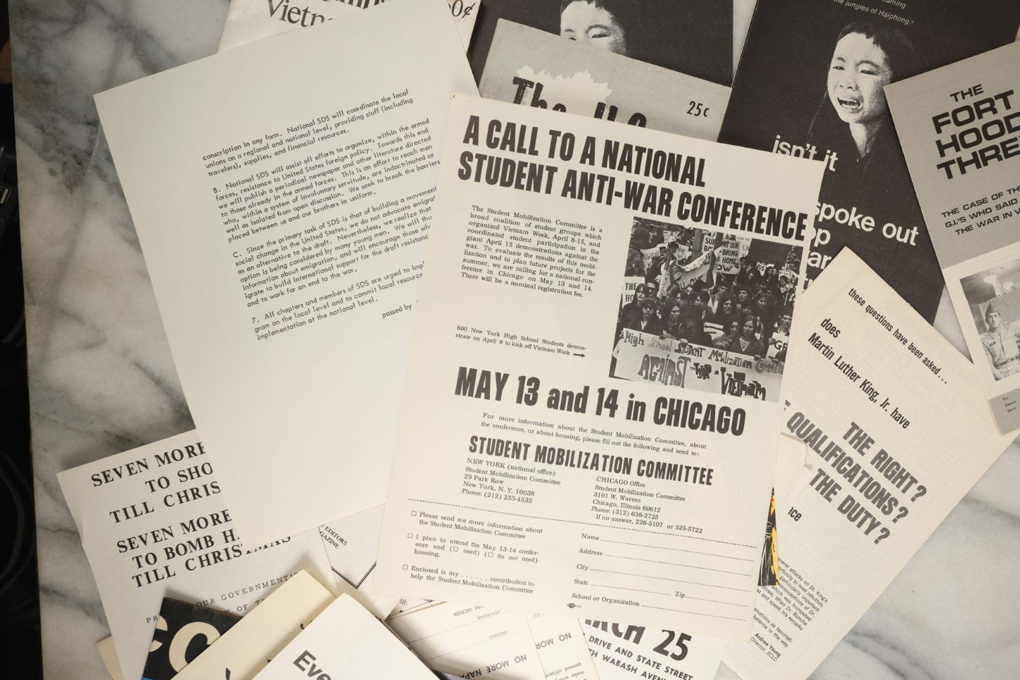 Lot 177 - Grouping Of 25+ Pieces Of 1960s And 1970s Anti-Vietnam, Anti-War Literature, Posters, Pamphlets, And More, Anti-Napalm, Protest Posters, Draft Information, Etc. (Content Warning: Violent And Graphic Material Included)