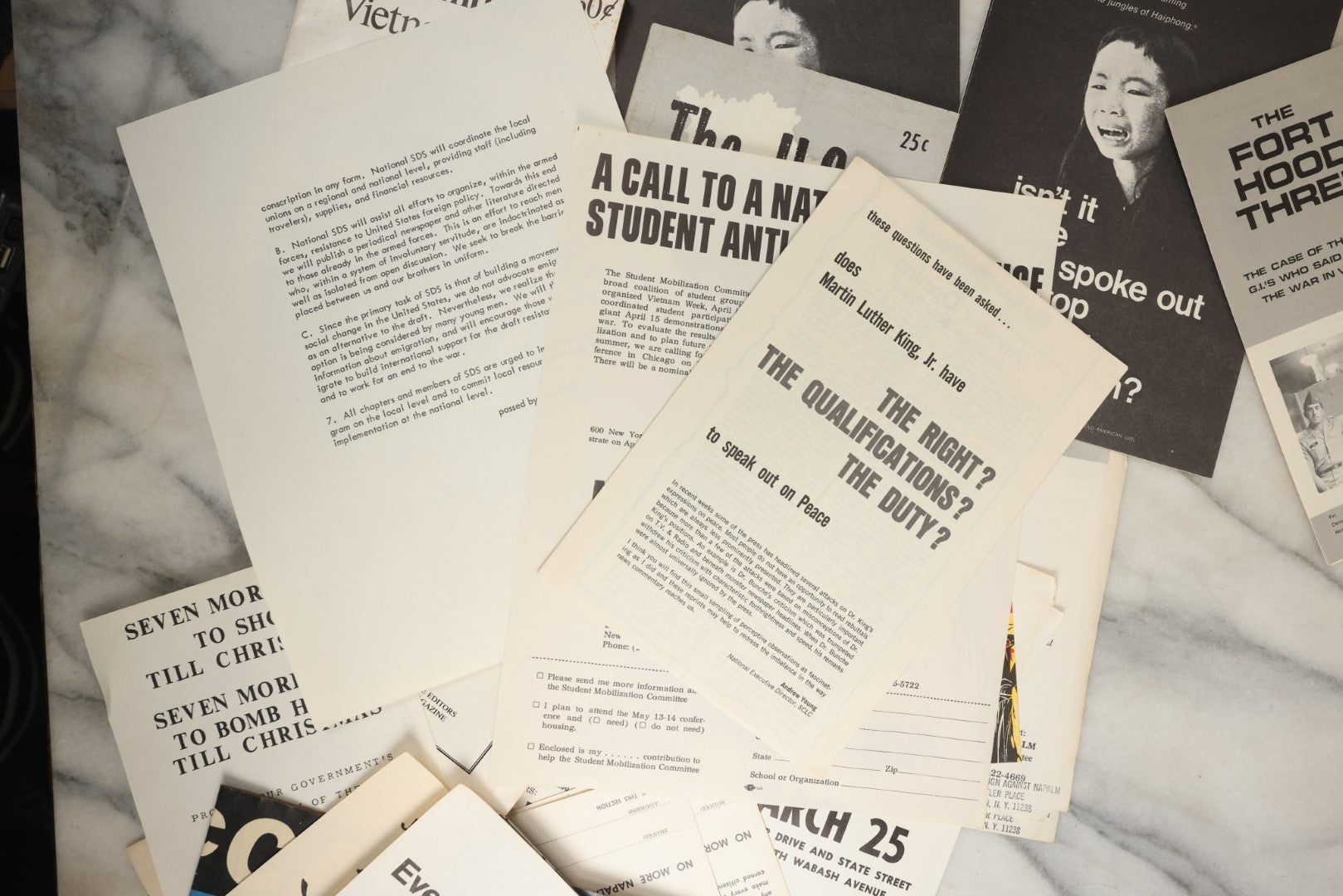 Lot 177 - Grouping Of 25+ Pieces Of 1960s And 1970s Anti-Vietnam, Anti-War Literature, Posters, Pamphlets, And More, Anti-Napalm, Protest Posters, Draft Information, Etc. (Content Warning: Violent And Graphic Material Included)
