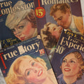 Lot 178 - Grouping Of Four 1930s Pulp Romance Magazines, "True Confessions" Etc, With Women On Covers