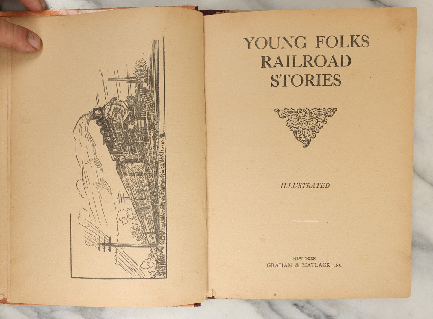 Lot 180 - "Young Folks Railroad Stories" Vintage Illustrated Children's Book On Trains, Graham & Matlack Inc., New York