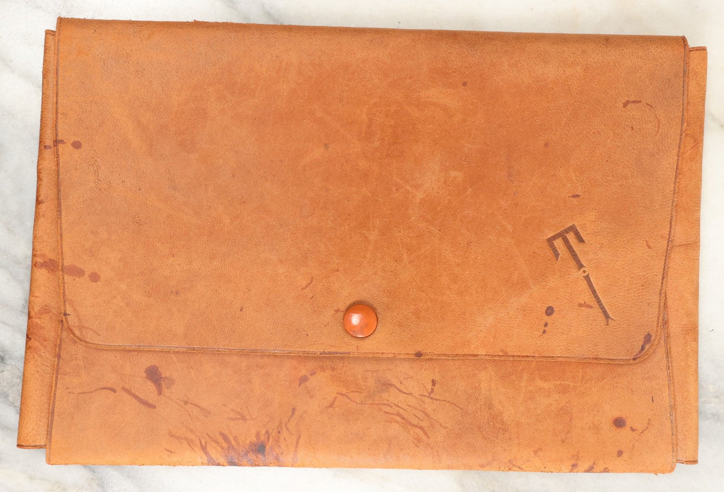 Lot 182 - Antique Small Size 46-Star Silk American Flag In Custom Leather Case With Bow Tie, As Found