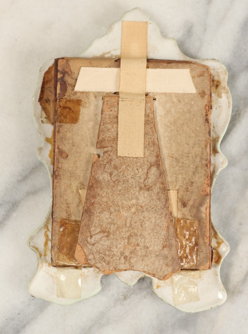 Lot 184 - Antique Tintype Photograph Of A Young Boy In Striped Socks In A Hand Painted Porcelain Frame