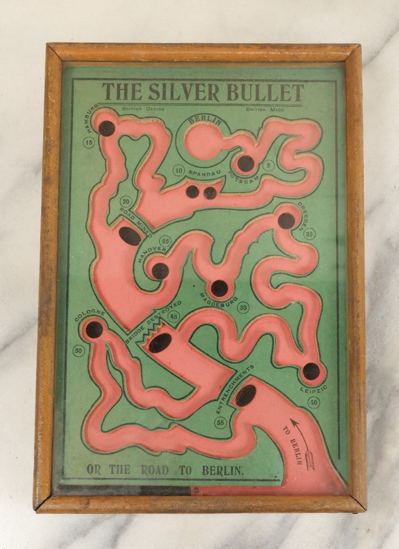 Lot 186 - World War Two Era Wood And Glass Dexterity Game, "The Silver Bullet, Or The Road To Berlin" British Made, British Design