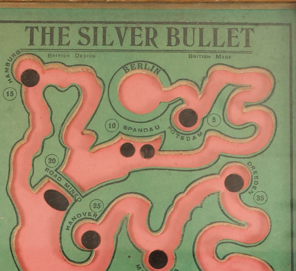 Lot 186 - World War Two Era Wood And Glass Dexterity Game, "The Silver Bullet, Or The Road To Berlin" British Made, British Design