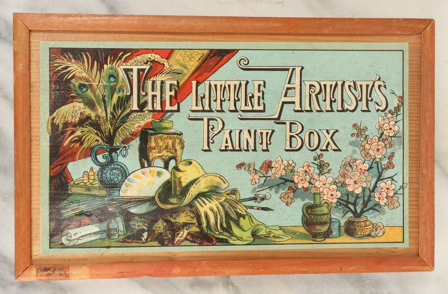 Lot 188 - The Little Artist's Paint Box, Wooden Paint Box With Lithographed Paper Label Containing Unused Blocks Of Water Color Paint With Patriotic Design, Appears To Be Complete, Unused
