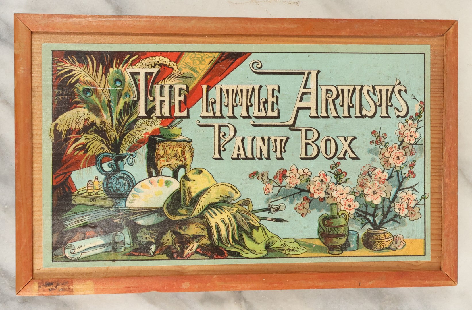 Lot 188 - The Little Artist's Paint Box, Wooden Paint Box With Lithographed Paper Label Containing Unused Blocks Of Water Color Paint With Patriotic Design, Appears To Be Complete, Unused