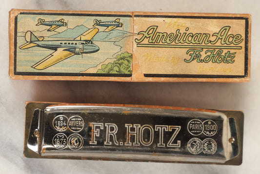 Lot 189 - American Ace Fr. Hotz Harmonica In Original Box With Aeroplanes, Circa 1920