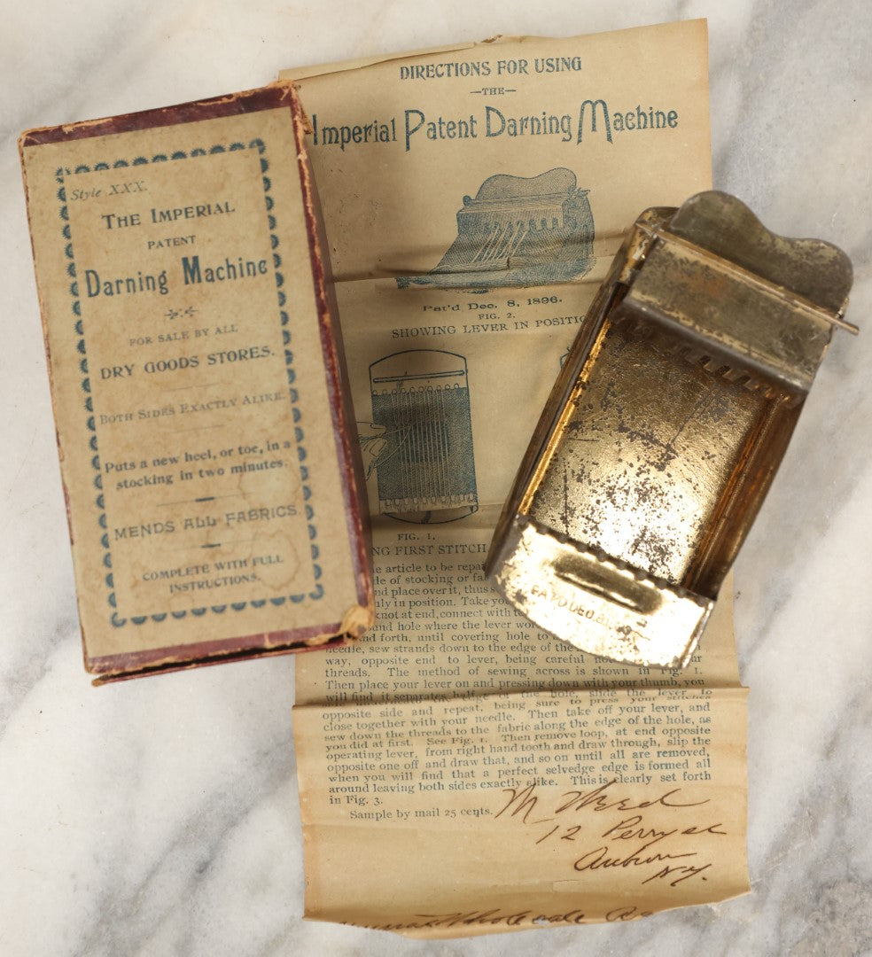 Lot 192 - The Imperial Patent Darning Machine, Mends All Fabrics, In Original Box With Instructions