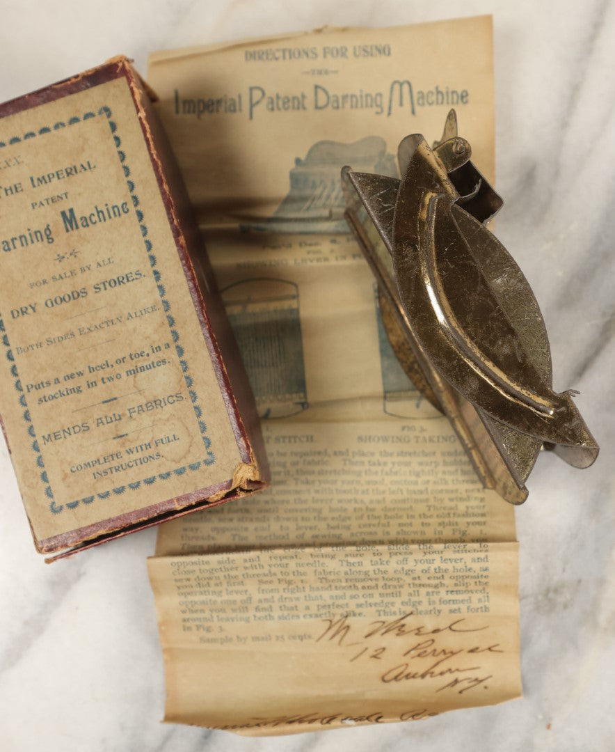 Lot 192 - The Imperial Patent Darning Machine, Mends All Fabrics, In Original Box With Instructions