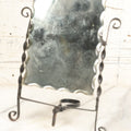 Lot 197 - Antique Chipped Glass Convertible Dresser Mirror, Free Stands On Kick Stand, Or Fold Kick Stand For Hand Holding, Note Wear