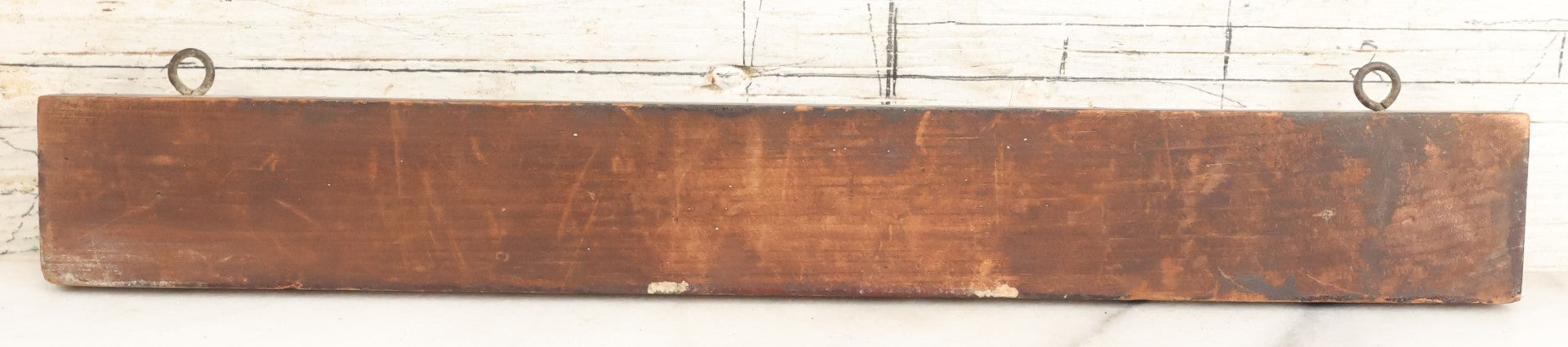 Lot 198 - Antique Folk Art Tramp Art Carved Key Holder With Five Hooks, Two Eye Hooks For Wall Mounting