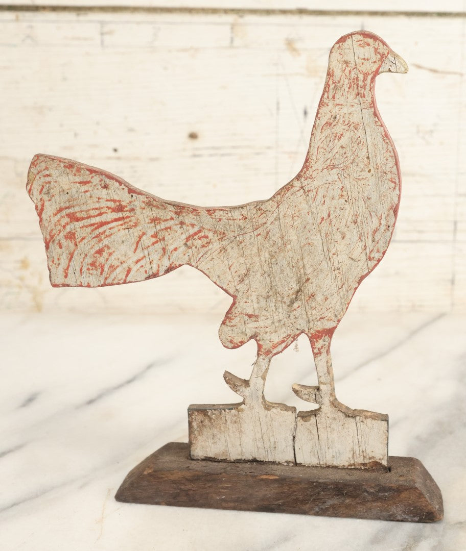 Lot 199 - Antique Folk Art Wood Cut Hand Painted Chicken