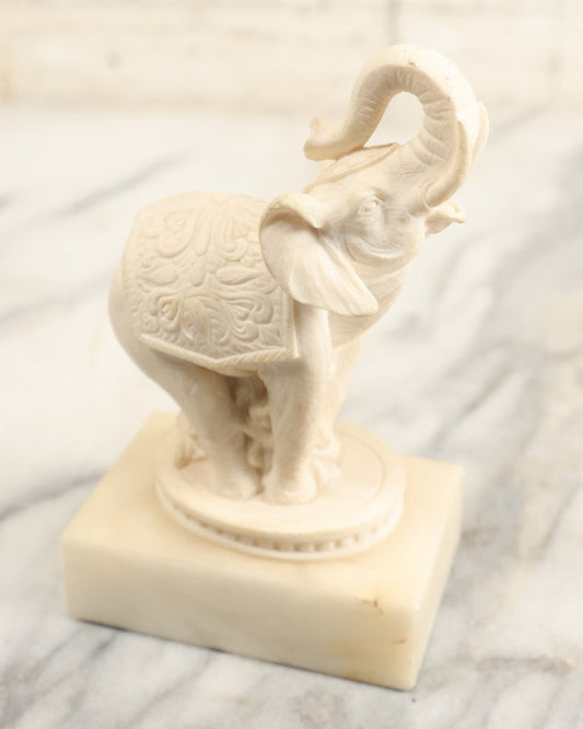 Lot 200 - Vintage Italian Faux Marble Elephant Statue, With Original Sticker, Made In Italy
