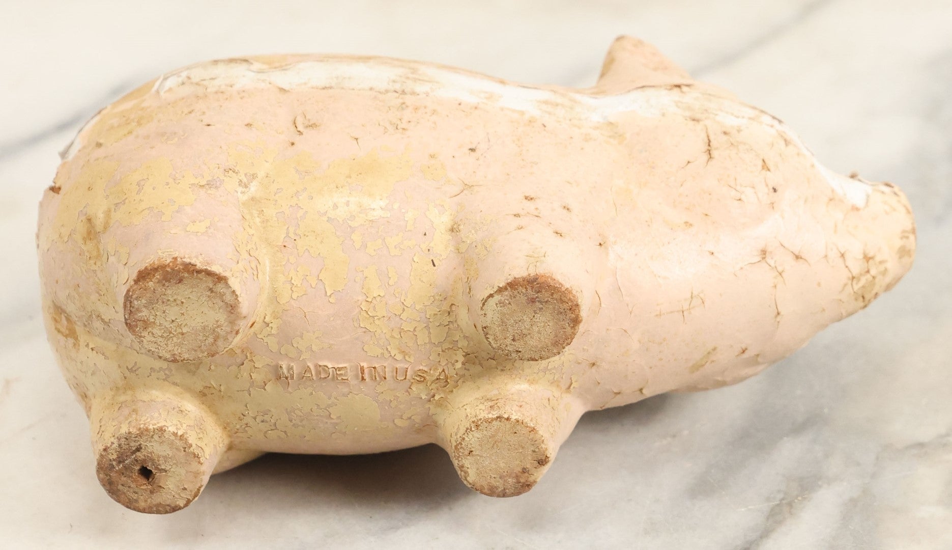 Lot 202 - Composition Piggy Bank Mostly Full With Coins, Unknown Coins, Unopened, Made In U.S.A, Poor Condition