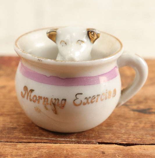 Lot 203 - Morning Exercise Mini Novelty Porcelain Teacup With Little Dog Head Inside