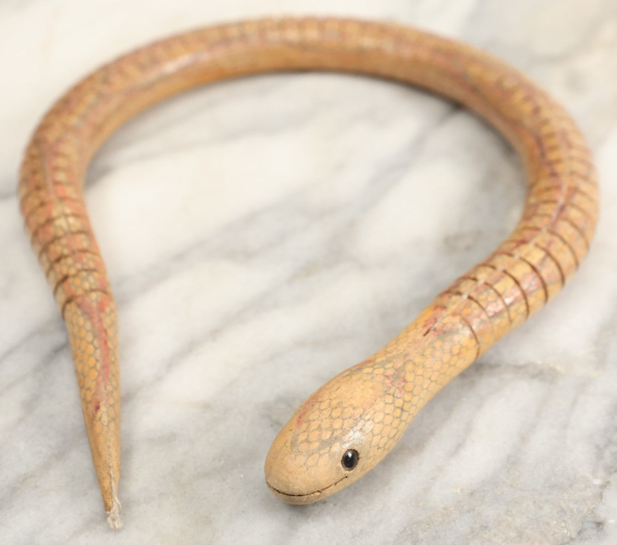 Lot 205 - Vintage Novelty Articulated Wooden Snake Toy, Approximately 12"