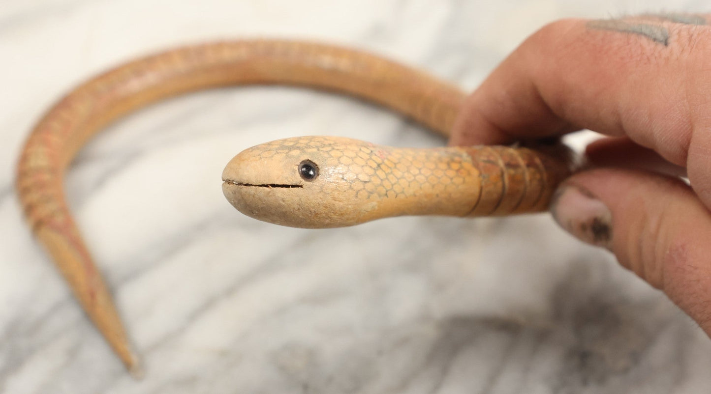 Lot 205 - Vintage Novelty Articulated Wooden Snake Toy, Approximately 12"