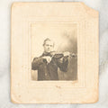 Lot 022 - Single Antique Boarded Photo Of A Man Playing The Violin With Personal Note On Verso, "For Alice And Agnes, Working For Jesus, Your Loving Brother, Henry," Note Corner Loss