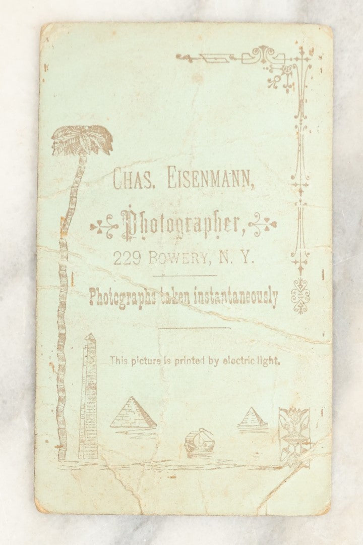 Lot 023 - Single Antique Carte De Visite C.D.V. Photograph Of Major Atom, Circus Performer With Dwarfism, Photographed By Charles Eisenmann, Bowery, New York, Note Heavy Creasing