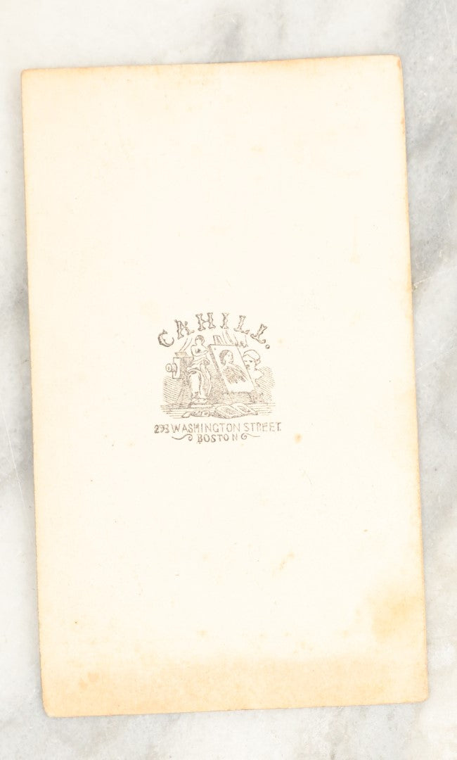 Lot 025 - Single Antique Carte De Visite C.D.V. Photograph Of A Portly Elder Man In An Extravagantly Decorated Coat, With Hand On Chair, Cahill Photographer, Boston