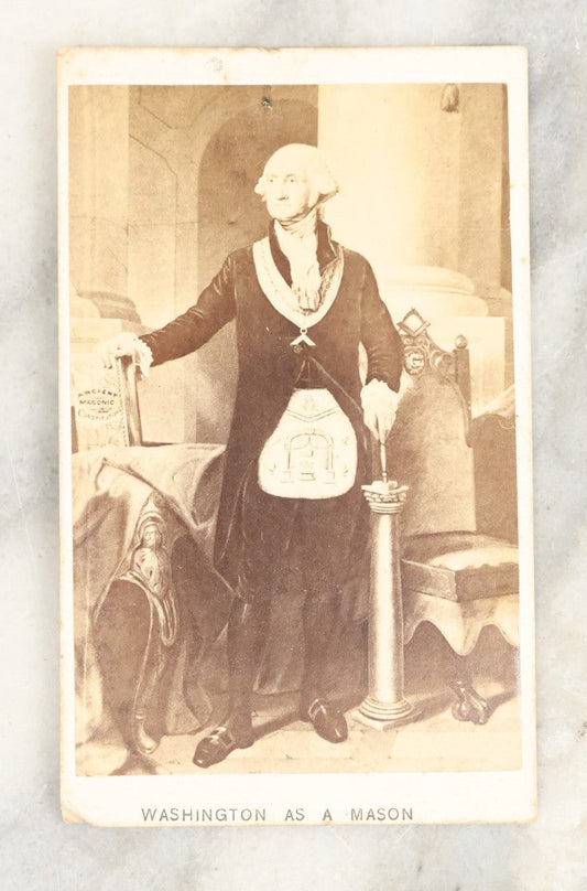 Lot 026 - Single Antique Carte De Visite C.D.V. Illustrated Album Filler Of President George Washington As A Freemason