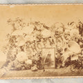 Lot 029 - Antique Cabinet Card Photograph Of A Funeral Flower Arrangement With Picture-In-Picture P.I.P. Of Decedent's Cabinet Card, Flower Arrangement Spells "Shopmate," Willis, Photographer, Milford, Massachusetts