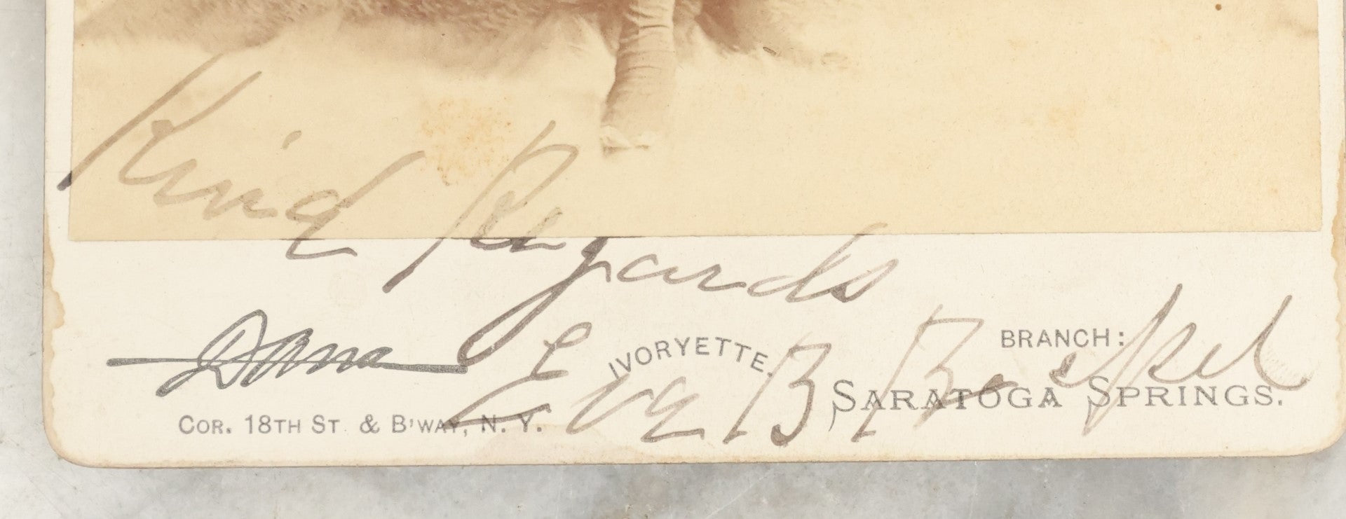 Lot 030 - Antique Cabinet Card Photograph Of A Young Girl In Costume, Likely A Performer Or Actress, Signed By Eva, Dana Photographer, Saratoga Springs, New York