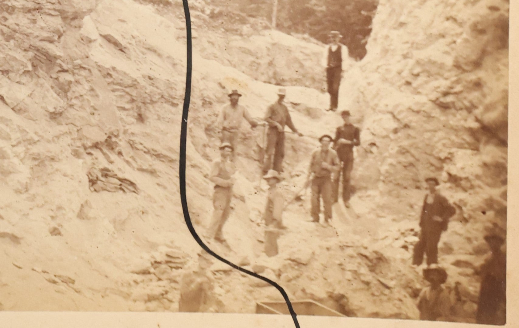 Lot 031 - Pair Of Antique Large Size Occupational Cabinet Card Photographs Depicting Quarrymen At Work, Verso Marked N.E. Brown Stone Quarry Co.
