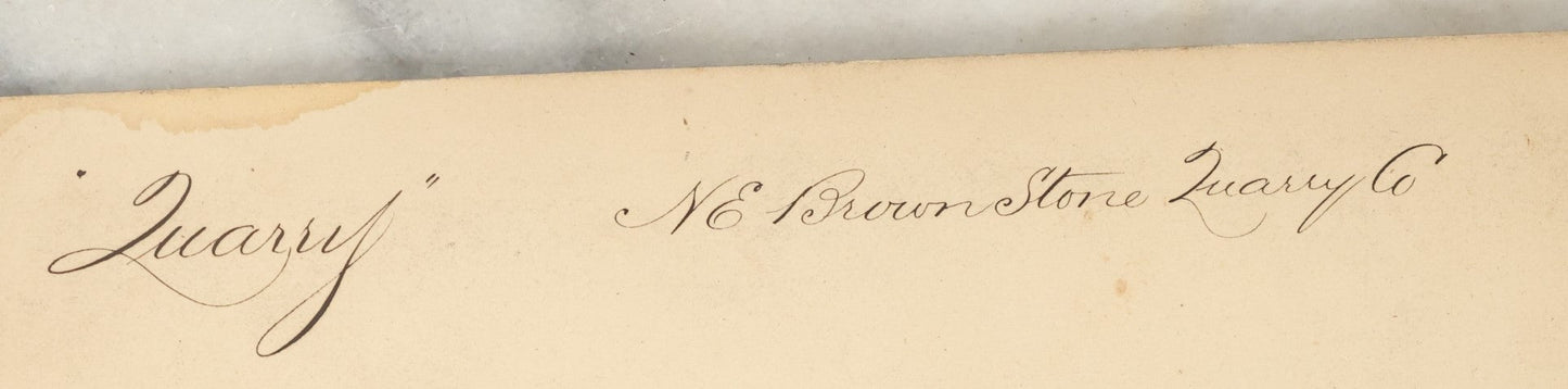 Lot 031 - Pair Of Antique Large Size Occupational Cabinet Card Photographs Depicting Quarrymen At Work, Verso Marked N.E. Brown Stone Quarry Co.