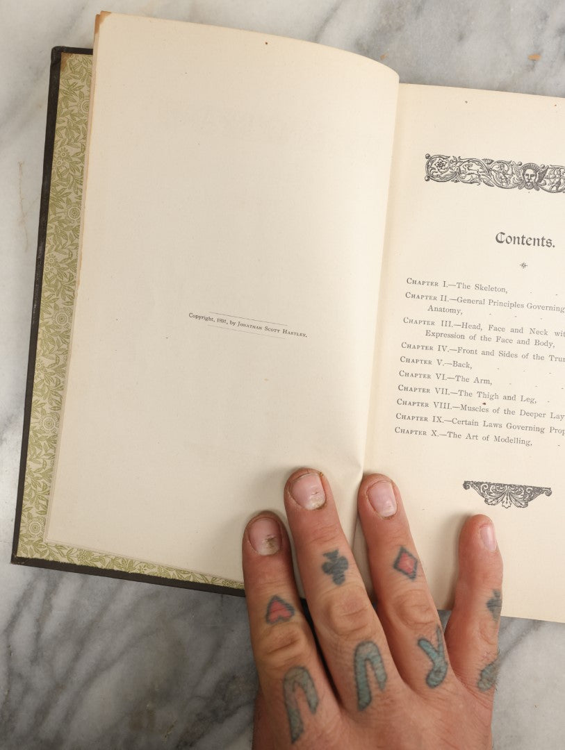 Lot 037 - "Anatomy In Art: A Practical Text Book In The Study Of The Human Form" Antique Book By Jonathan Scott Hartley, Fully Illustrated With Fold Out Diagrams, Skeletons And More, 1891