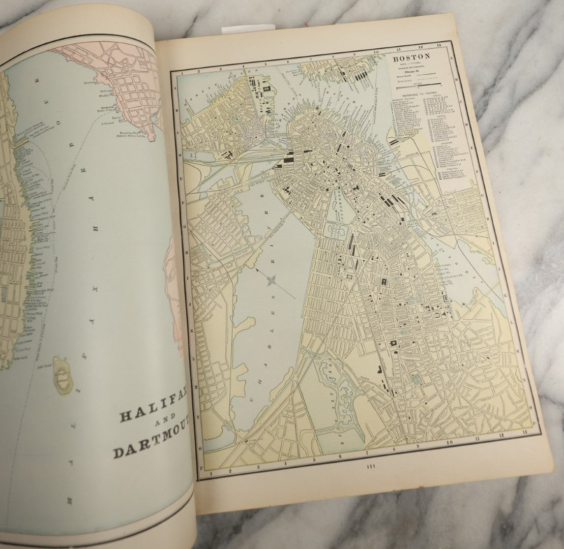 Lot 043 - "Cram's Unrivaled Family Atlas Of The World, Indexed, 1892" Antique Atlas Book Of Maps Including Many Full Color Diagrams And Statistics