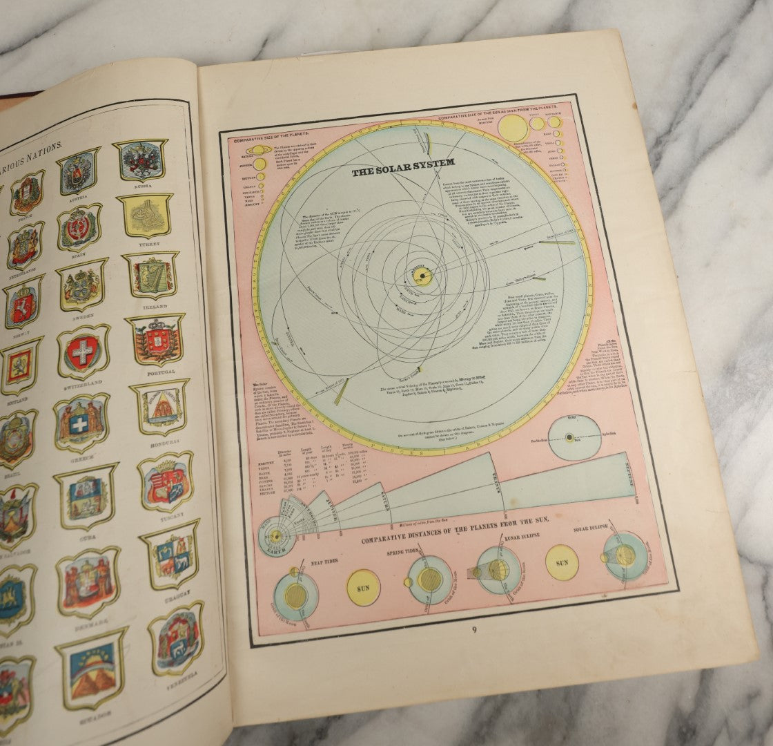 Lot 043 - "Cram's Unrivaled Family Atlas Of The World, Indexed, 1892" Antique Atlas Book Of Maps Including Many Full Color Diagrams And Statistics
