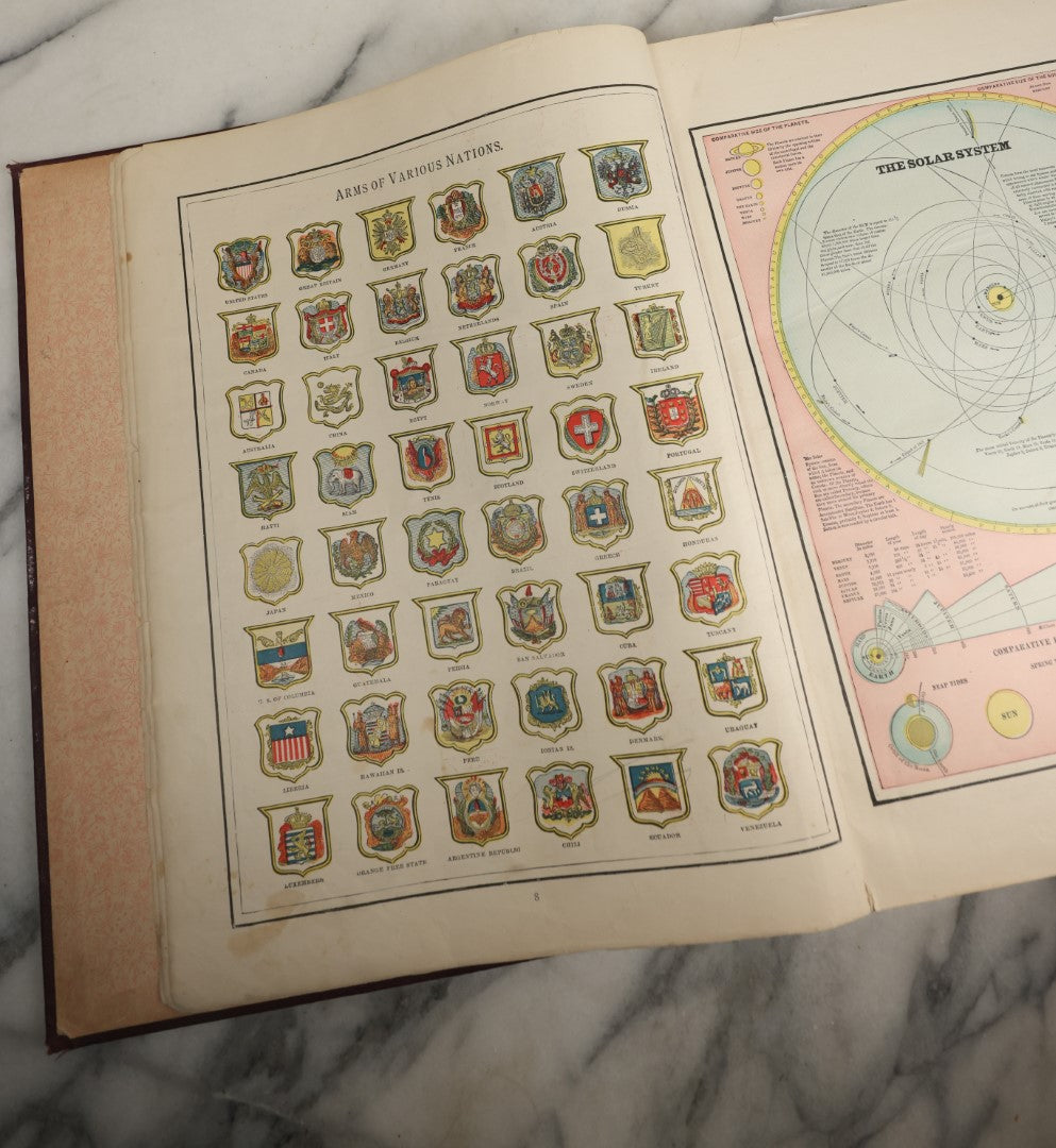 Lot 043 - "Cram's Unrivaled Family Atlas Of The World, Indexed, 1892" Antique Atlas Book Of Maps Including Many Full Color Diagrams And Statistics