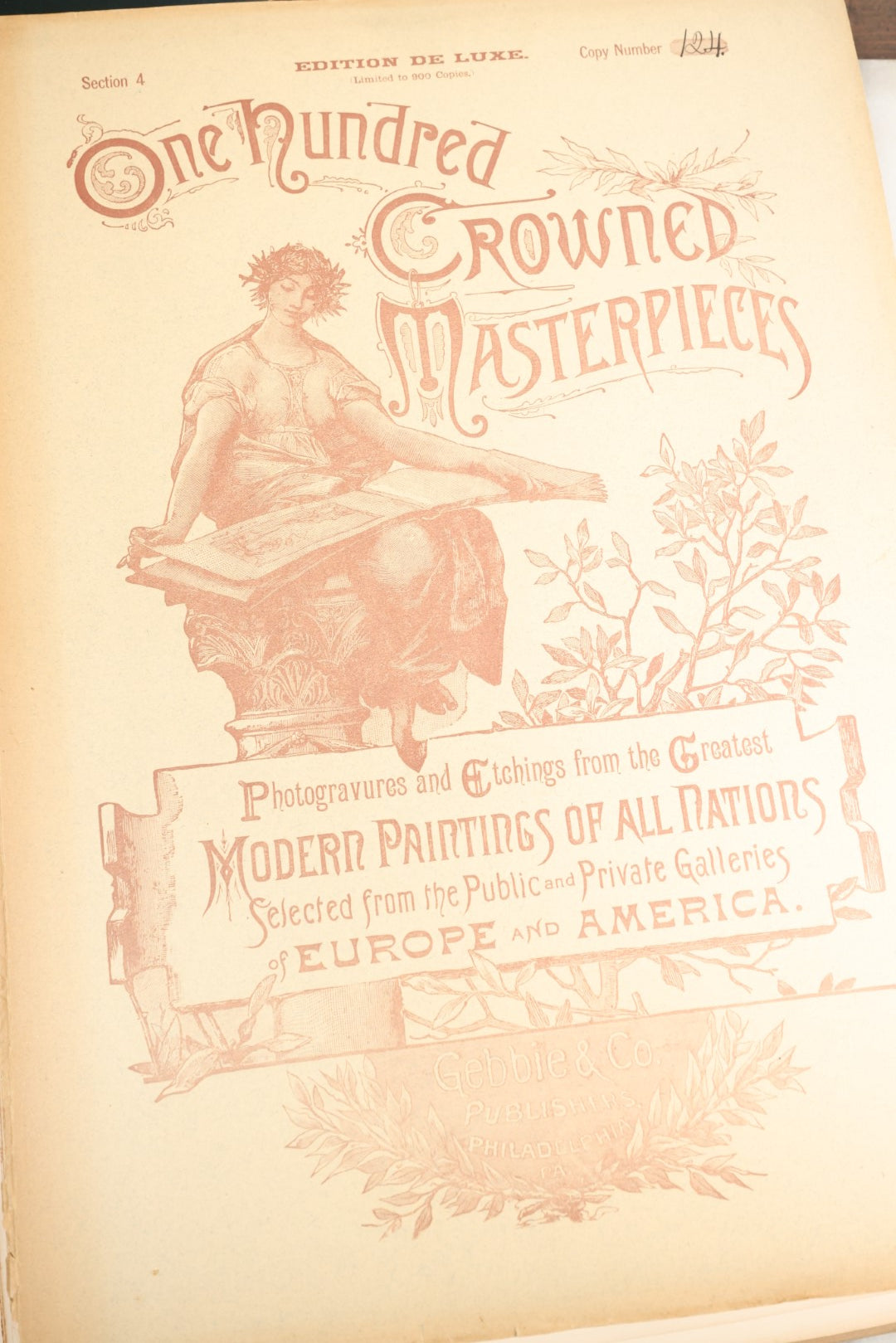 Lot 044 - Pair Of Antique Folio Art Book Collections, "Crowned Masterpieces Of Painting From The Paris Exhibition, Salon, Etc." Deluxe Edition, Sections 4 And 9, Incomplete