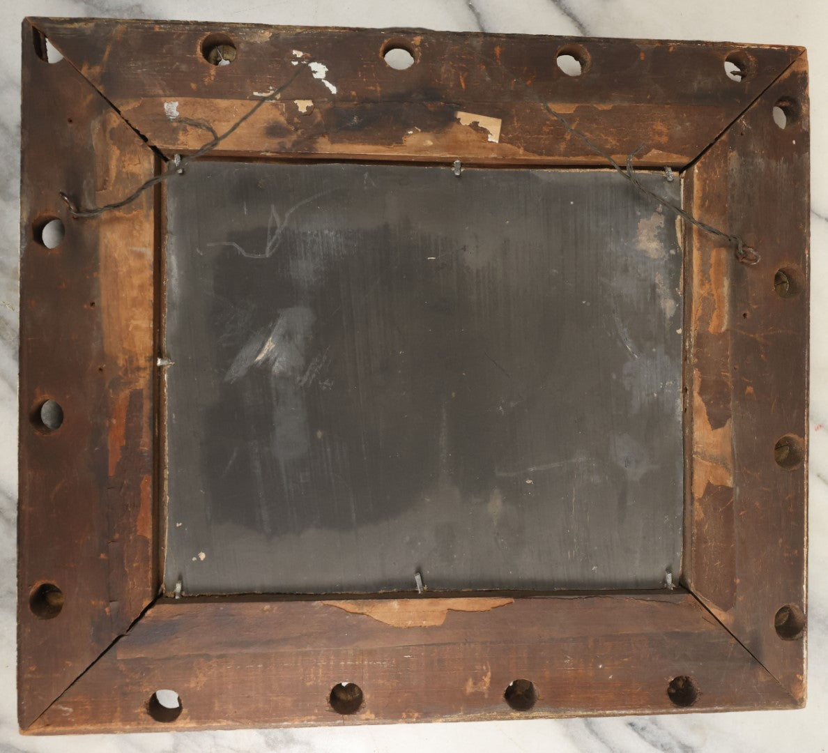 Lot 047 - Antique Oil On Board Landscape Country Winter Scene Painting Of A Farmhouse And Barn, People Walking Up Drive, Artist Signed E.B.F., Note Warping To Board, Losses To Frame Gesso