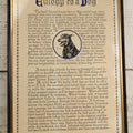 Lot 059 - Vintage Framed Dog Memorial, "Eulogy To A Dog" In Memory Of Trixie, A Doberman, Presented To Vic Richardson From His Many Friends, May 15, 1955, Framed