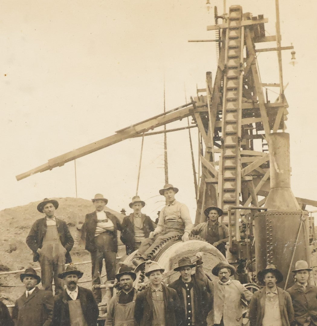 Lot 061 - Antique Framed Occupational Photo Of A Mining Or Oil Drilling Rig And Workers, Note Immigrant Workers, With Apparatus In Background
