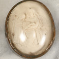 Lot 066 - Antique Small Carved Meerschaum Relief Pendant Behind Bubble Glass, Likely Depicts Saint Anne And Mary
