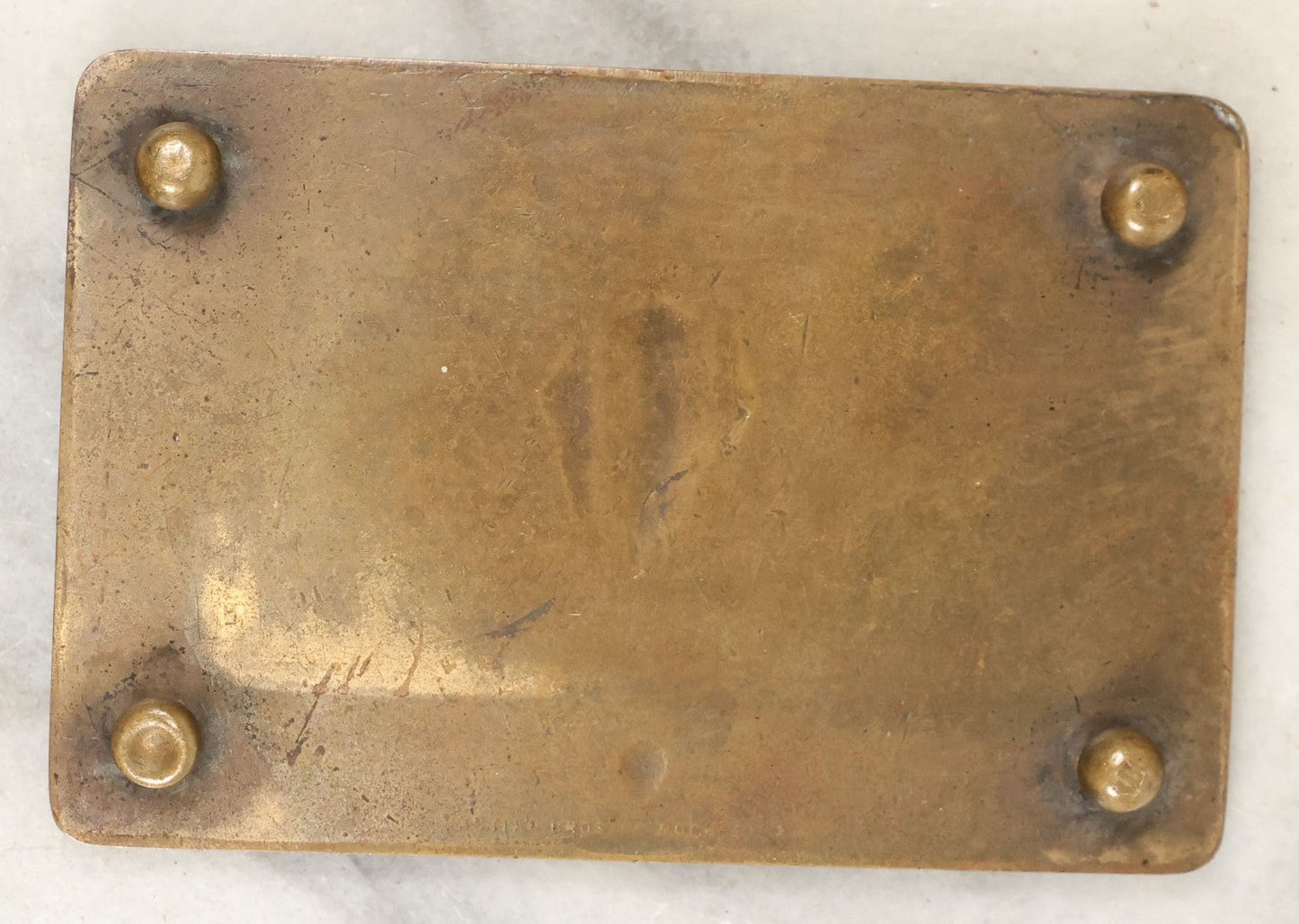 Lot 071 - Antique Small Cast Metal Footed Tray Or Trivet With Bears, Globe, Large Trees, Appears To Be Marked F.I.F. Co., Unknown Origin, Likely Fraternal