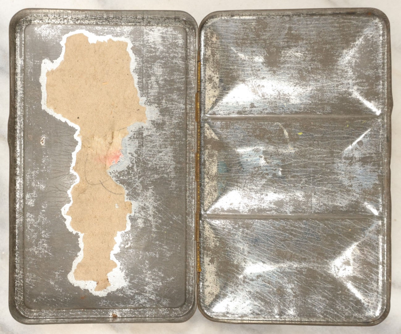 Lot 074 - Vintage Tin Lithograph Metal Crayon Box, The American Crayon Company, Sandusky Ohio, New York, Made In U.S.A., Old King Cole, Design No. 93, Note Wear, Losses 