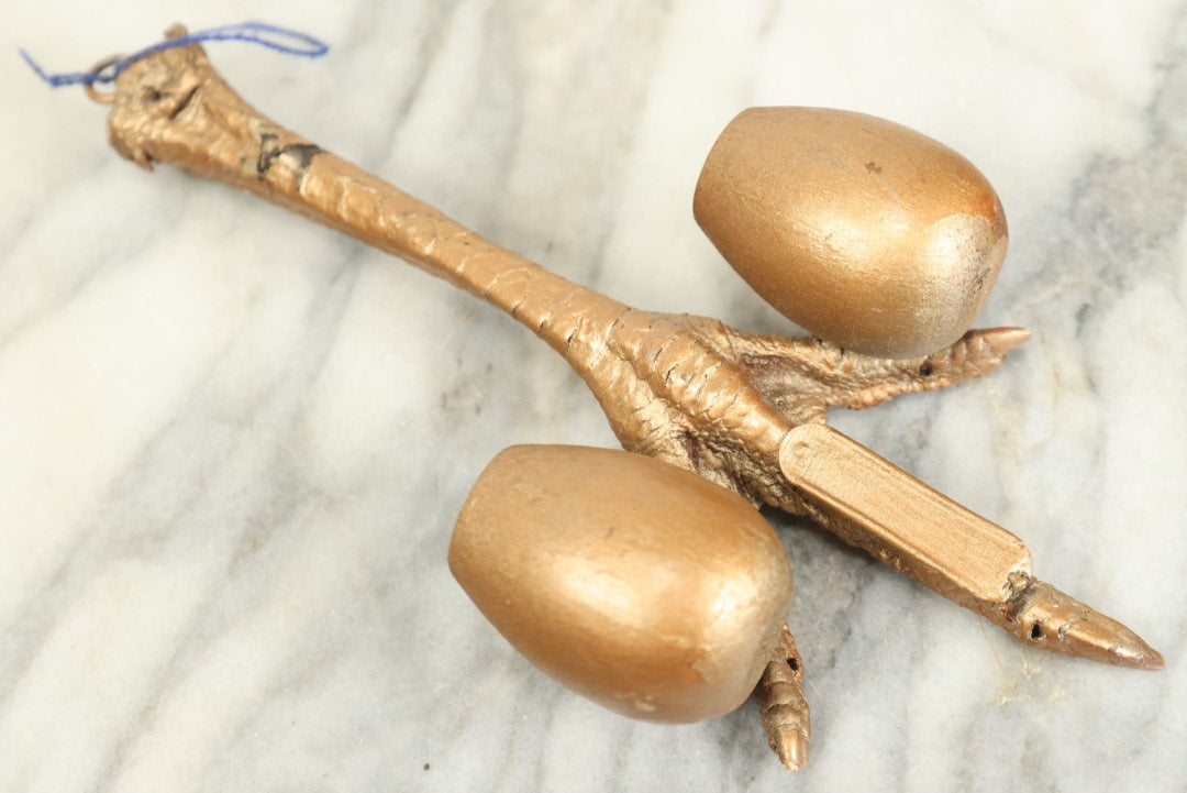 Lot 088 - Antique Real Taxidermy Chicken Foot Wall Hanging Match Safe And Match Strike With Claw