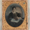 Lot 101 - Antique 1/6th Plate Ruby Ambrotype Photograph Of A Pretty Young Woman With A White Collar Tied With A Bow, Tinter Gold Jewelry And Watch Fob, White Ruffled Sleeves